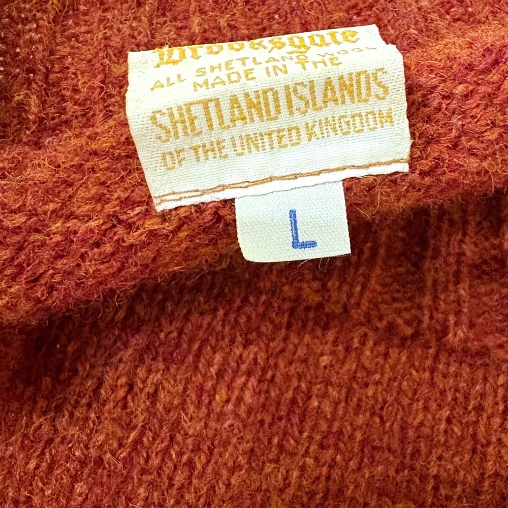 VTG 80's BROOKS BROTHERS Brooksgate Burnt Orange 100% Shetland Wool Sweater L - Picture 4 of 7